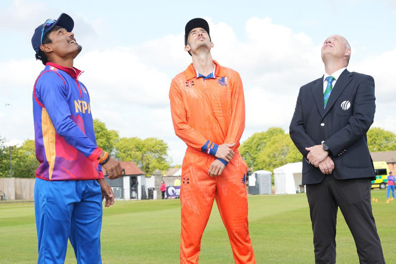 नेदरल्याण्ड्ससँगको खेलमा नेपालले टस हारेर पहिले ब्याटिङ गर्ने