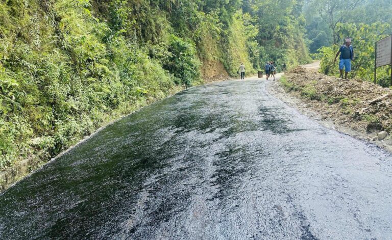 चिसापानी–देउराली–बानीडाँडा सडक धमाधम कालोपत्र हुँदै